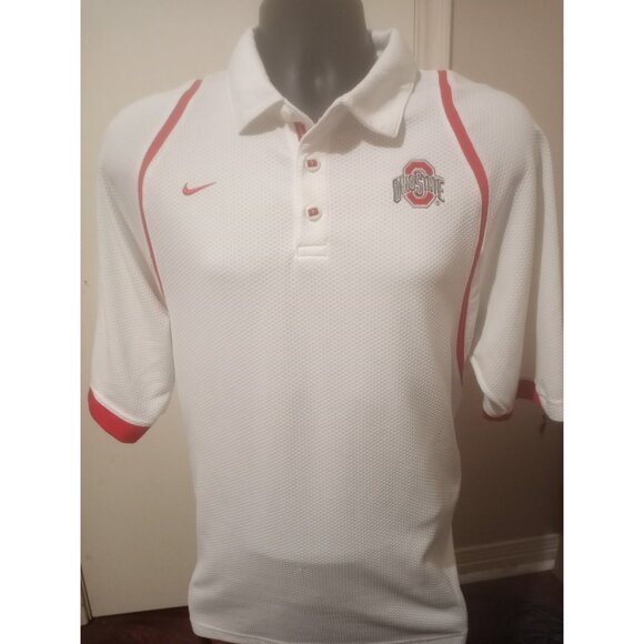 Ohio State Buckeyes Nike Team Fit Dry Mens Large L White Authentic Polo Shirt - Picture 1 of 14